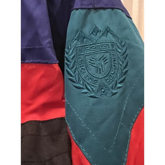Vintage Men’s Medium FERA Ski Jacket Blue Red Accent Roll‑Up Hood Retro 80s 90s - Picture 2 of 9